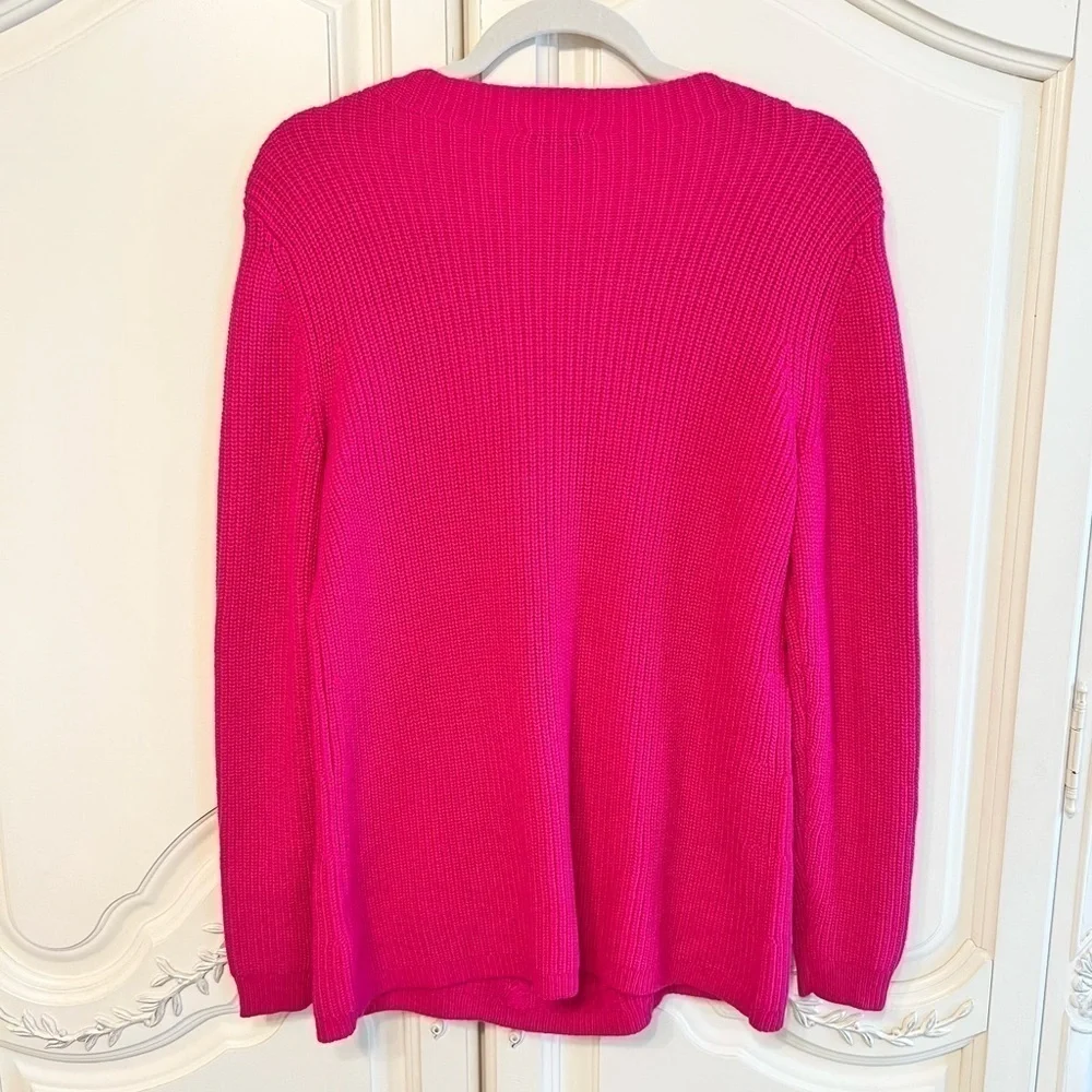 TALBOTS Cableknit Lamb’s Wool Sweater in Hot Pink, Size Small - Picture 7 of 8